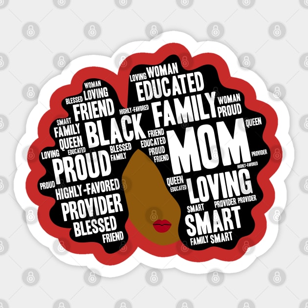 Black Mom Afro Word Art Sticker by blackartmattersshop